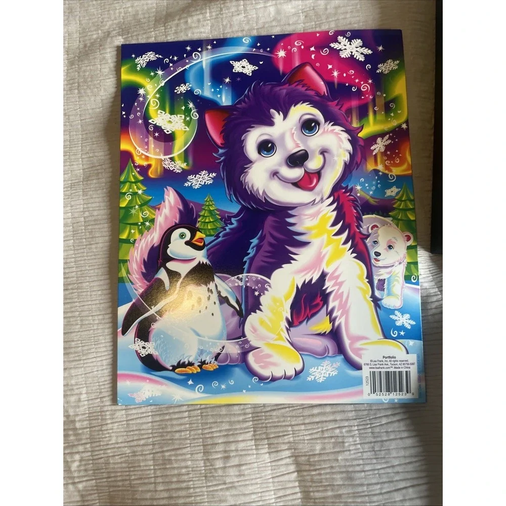 Lisa Frank Tikanni Husky Glitter School pocket Folder year 2010 Cardboard